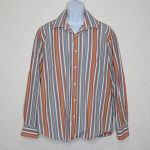 Linea Dome* Men's Long Sleeve Button Down Single Pocket Stripe Shirt~ Size Large